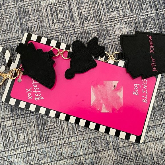 Betsey Johnson Keys Holder Sequin French Fries Heart eye Keychain - Picture 12 of 12